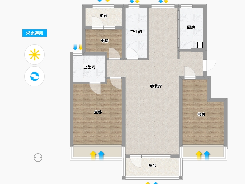 辽宁省-大连市-华润幸福里2期-98.48-户型库-采光通风