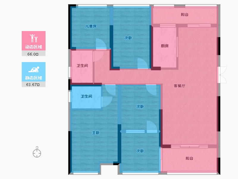 湖南省-永州市-双龙云溪府-131.98-户型库-动静分区