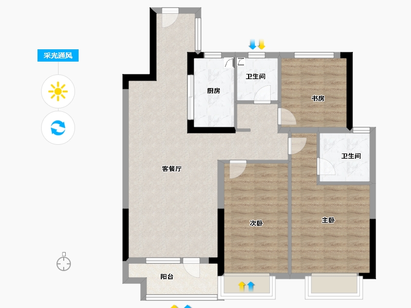 山东省-青岛市-集美常青-86.73-户型库-采光通风