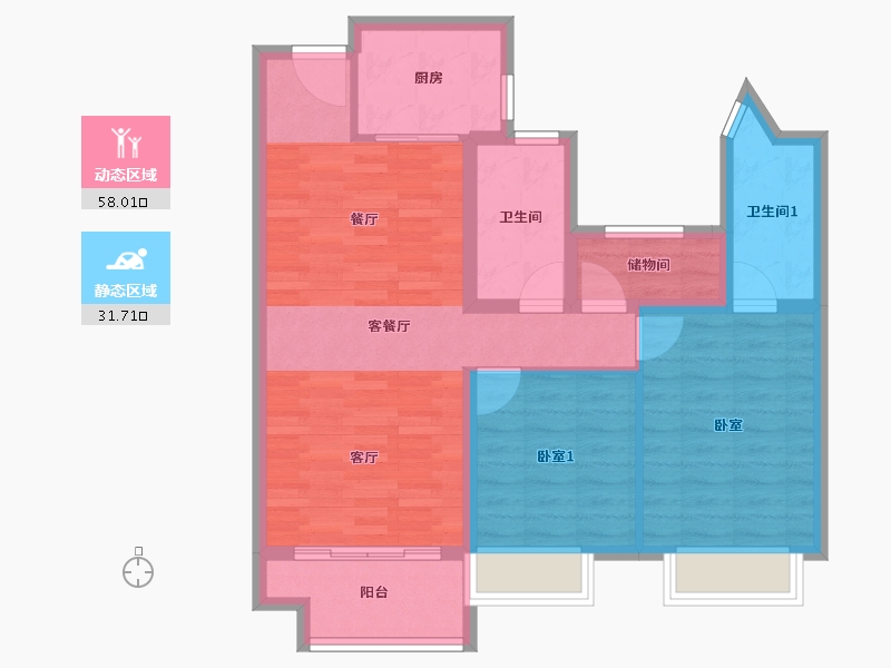 江苏省-南通市-合景红星紫御四季-80.00-户型库-动静分区