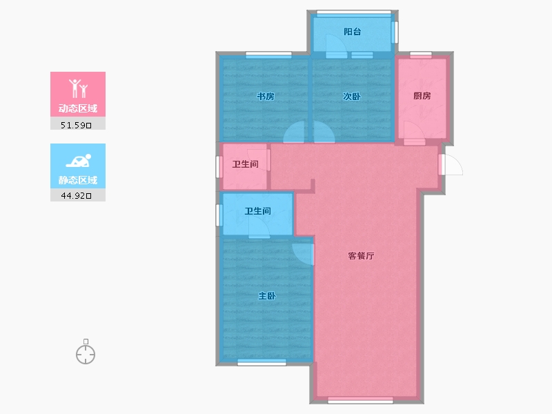 辽宁省-大连市-保利熙悦-94.72-户型库-动静分区