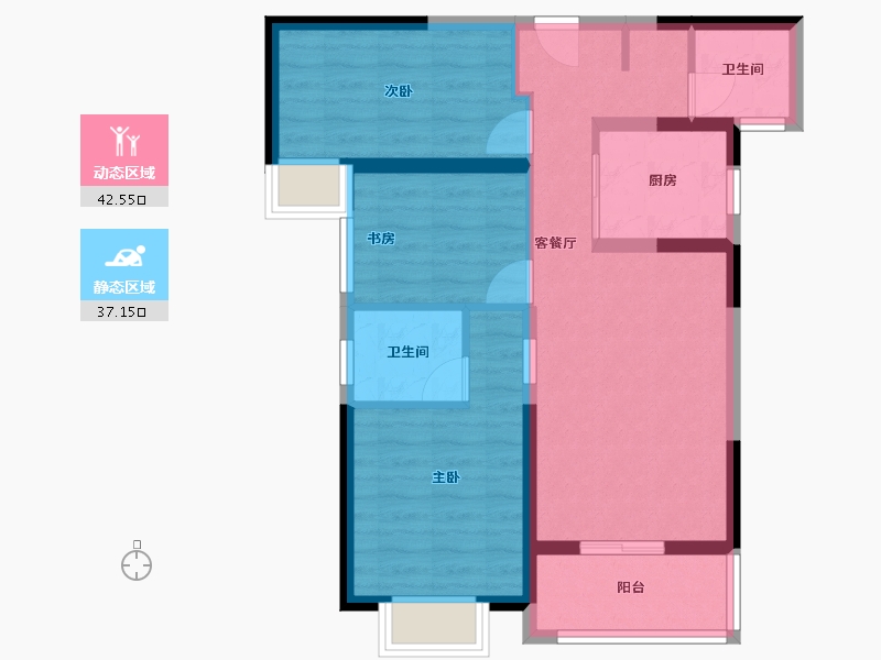 云南省-昆明市-筑友双河湾-76.68-户型库-动静分区