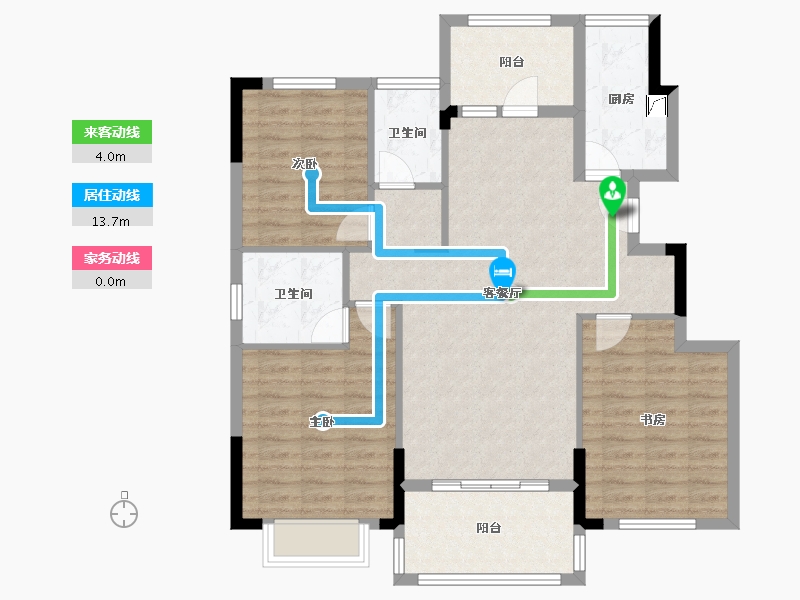 浙江省-嘉兴市-翡翠公馆-125.06-户型库-动静线