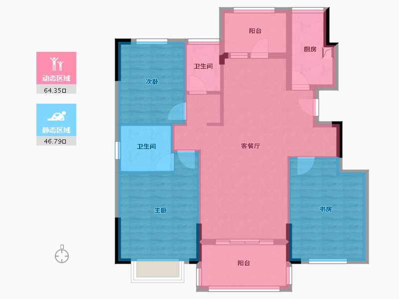 浙江省-嘉兴市-翡翠公馆-125.06-户型库-动静分区