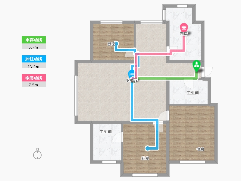 内蒙古自治区-呼伦贝尔市-远津鑫园-132.00-户型库-动静线