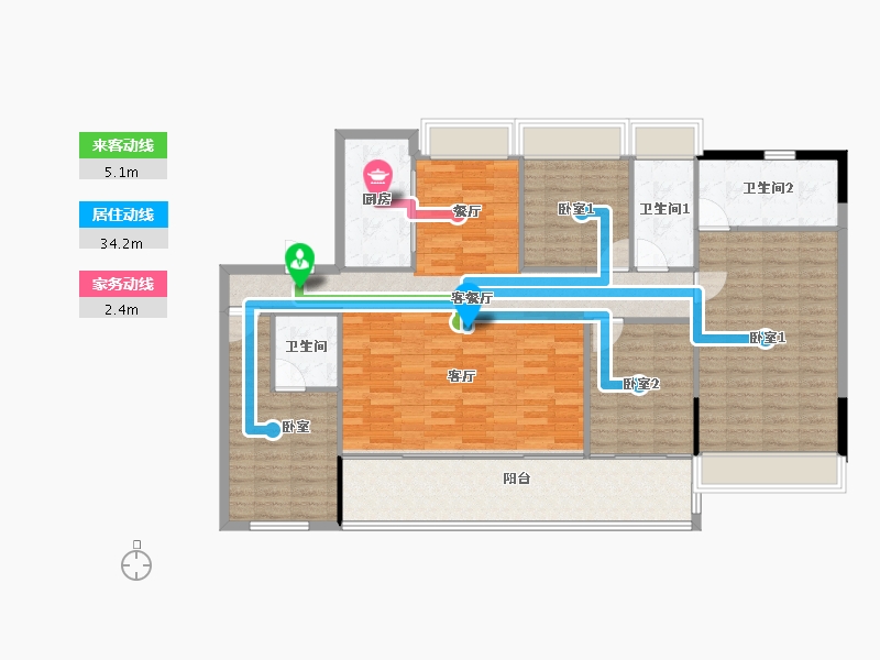 江苏省-南通市-合鸣苑-134.09-户型库-动静线