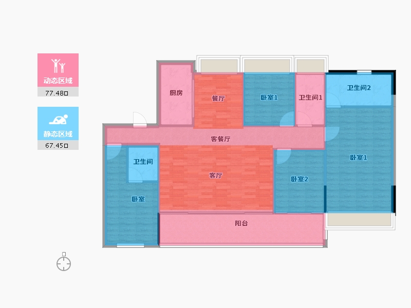 江苏省-南通市-合鸣苑-134.09-户型库-动静分区