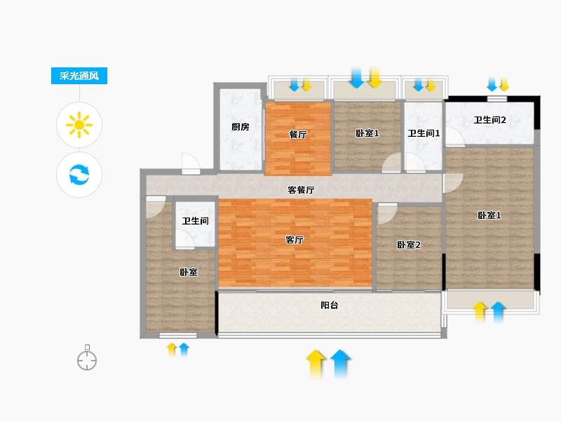 江苏省-南通市-合鸣苑-134.09-户型库-采光通风