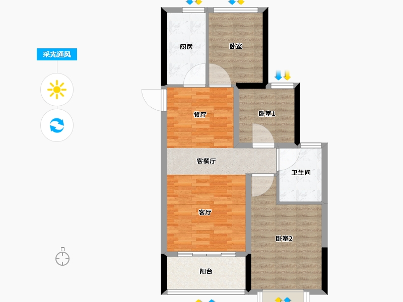 江苏省-南通市-恒大海上威尼斯-73.61-户型库-采光通风