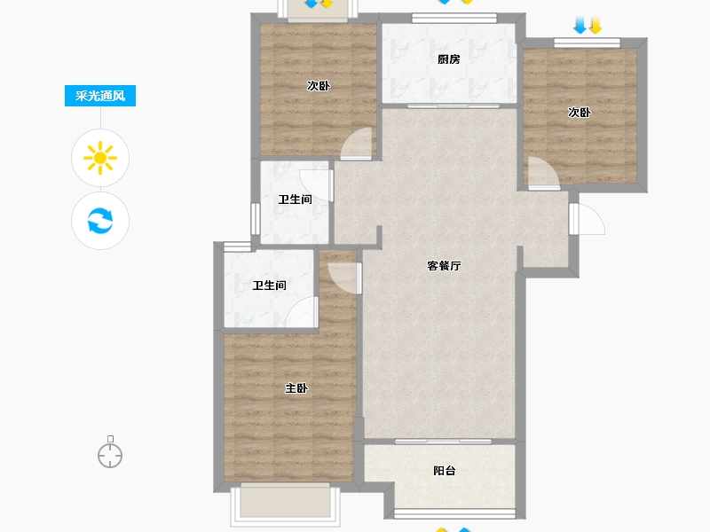 湖北省-武汉市-天汇龙城-97.00-户型库-采光通风