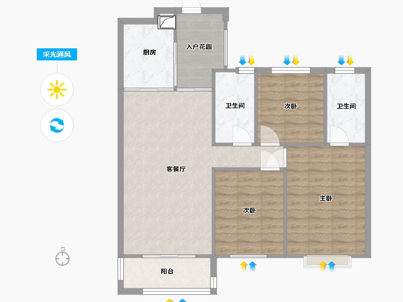 湖北省-武汉市-万科金域学府-89.00-户型库-采光通风