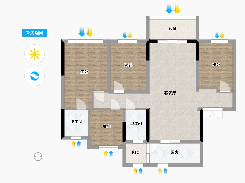 重庆-重庆市-万云府-100.00-户型库-采光通风