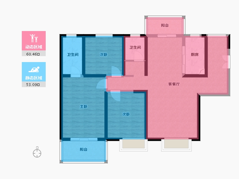 陕西省-宝鸡市-万盛荣耀-110.00-户型库-动静分区