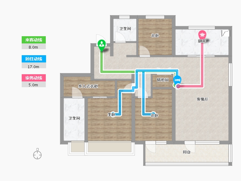 山东省-烟台市-辉盛岚海小区-104.06-户型库-动静线