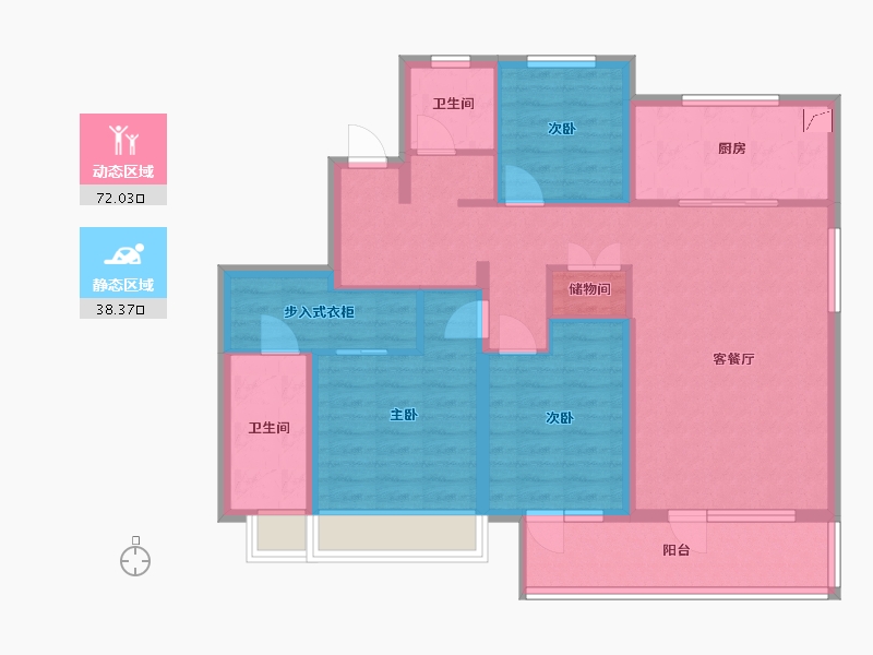 山东省-烟台市-辉盛岚海小区-104.06-户型库-动静分区