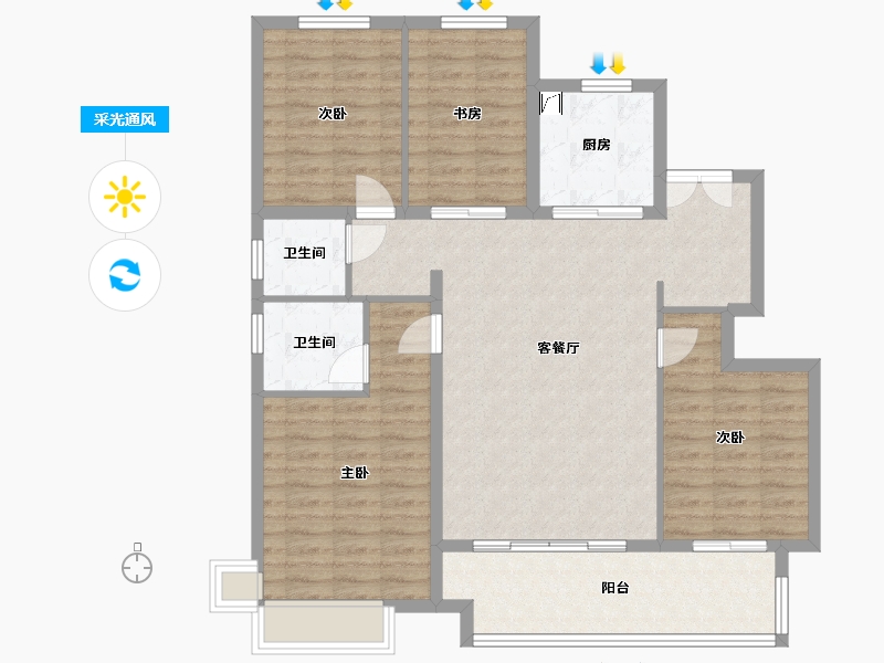 河北省-承德市-荣盛锦绣官邸-106.40-户型库-采光通风