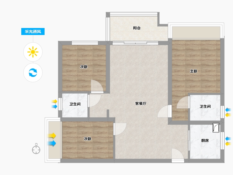 贵州省-贵阳市-保利大国璟-105.00-户型库-采光通风