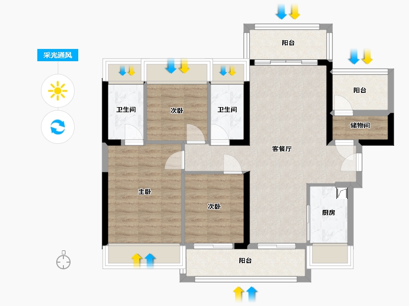 广东省-河源市-龙光城-89.00-户型库-采光通风