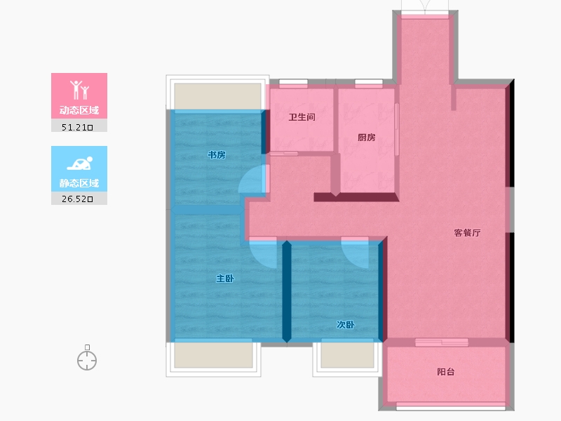 安徽省-淮北市-吾悦华府-76.00-户型库-动静分区