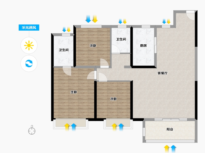 河南省-安阳市-建业通和府-133.00-户型库-采光通风