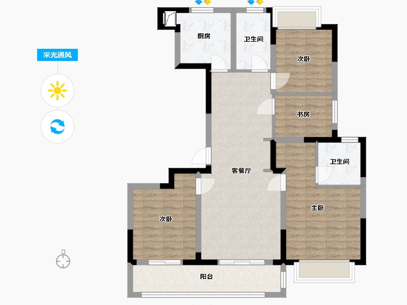 江苏省-无锡市-融创大唐御园-98.00-户型库-采光通风