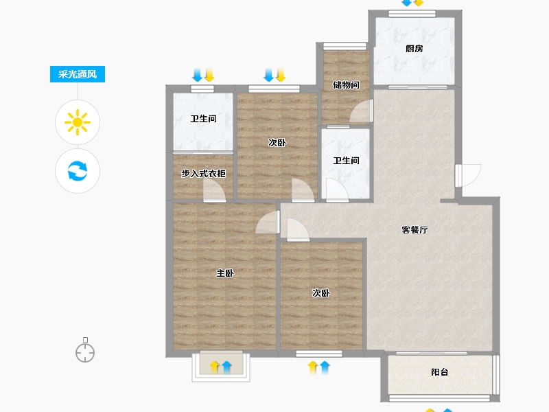 山东省-泰安市-奥林匹克花园-111.00-户型库-采光通风