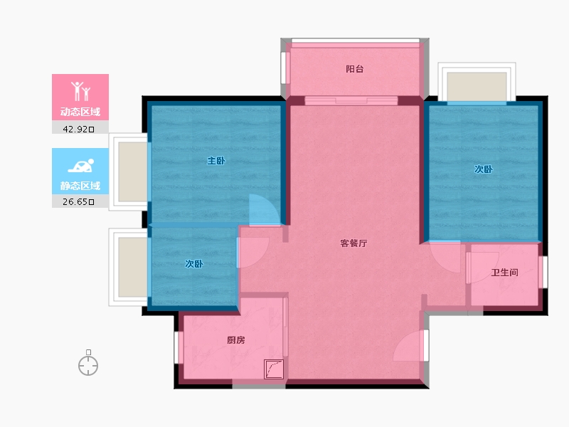 云南省-昆明市-春夏里-67.00-户型库-动静分区