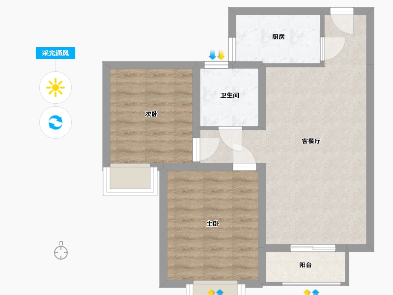 山西省-太原市-赞城-65.00-户型库-采光通风