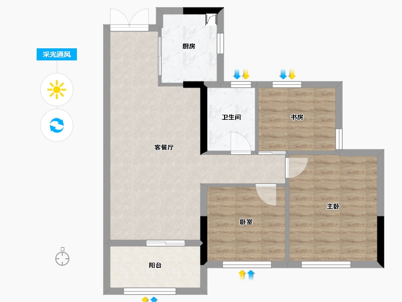 浙江省-台州市-书香名邸-72.00-户型库-采光通风