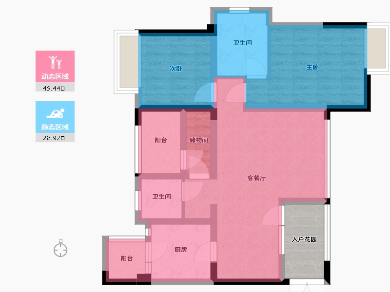 四川省-内江市-西城时代-76.79-户型库-动静分区