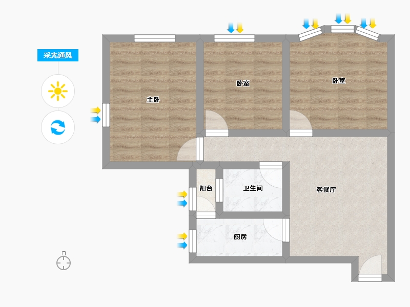 广东省-深圳市-阳光海景豪苑-60.00-户型库-采光通风