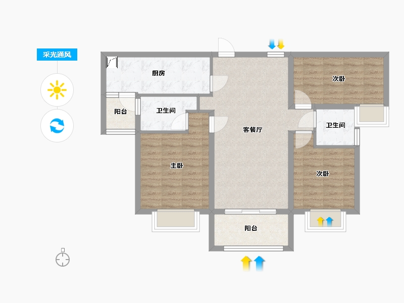 河北省-邯郸市-碧桂园天玺-120.00-户型库-采光通风