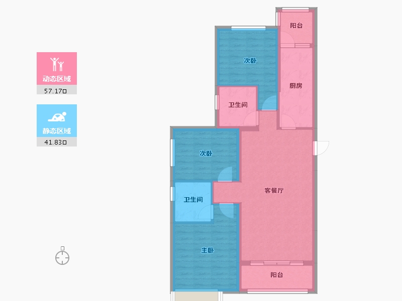 内蒙古自治区-呼和浩特市-恒大城-98.00-户型库-动静分区