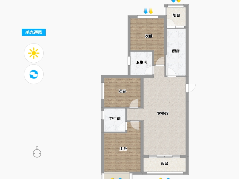 内蒙古自治区-呼和浩特市-恒大城-98.00-户型库-采光通风