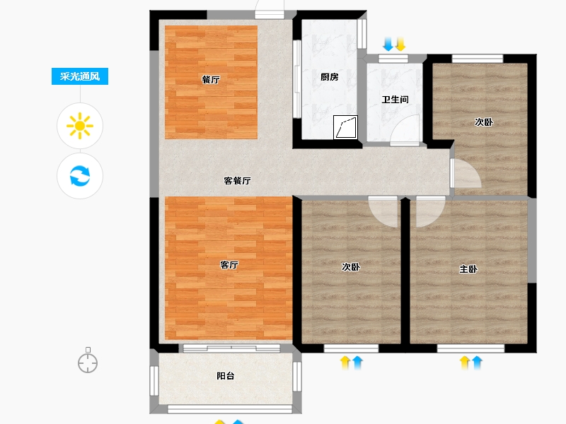 山东省-枣庄市-城建香樟园-88.00-户型库-采光通风