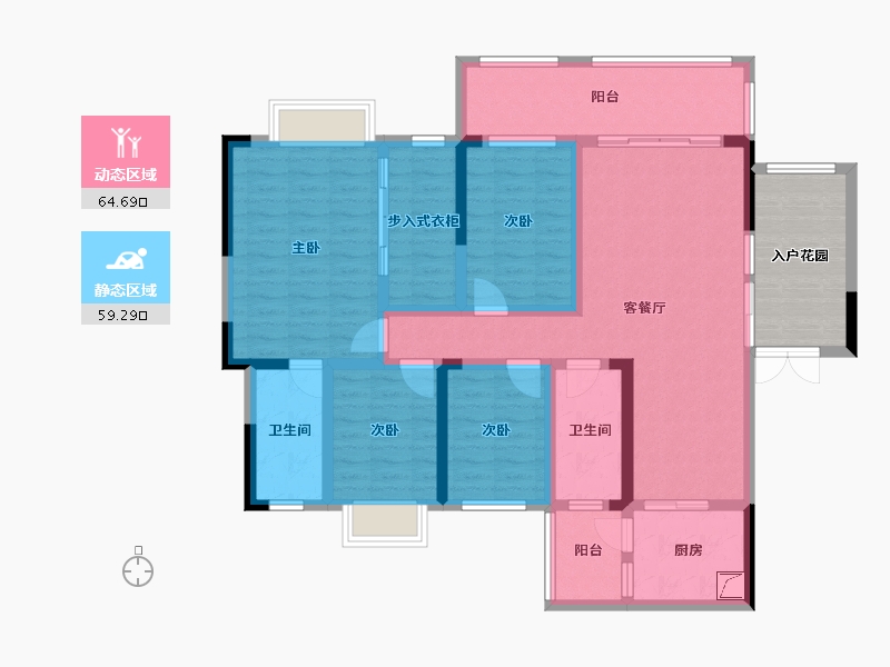 贵州省-遵义市-香榭公园里-132.00-户型库-动静分区