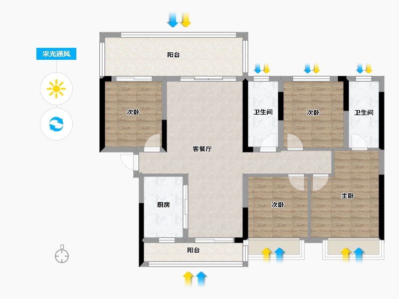 广西壮族自治区-桂林市-万达九著-118.00-户型库-采光通风