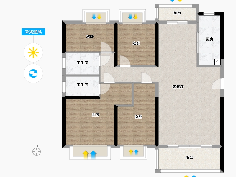 广东省-潮州市-云溪天境-115.00-户型库-采光通风