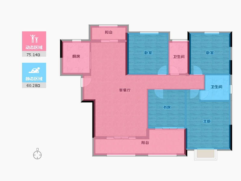 湖南省-娄底市-艺芳新城-134.00-户型库-动静分区