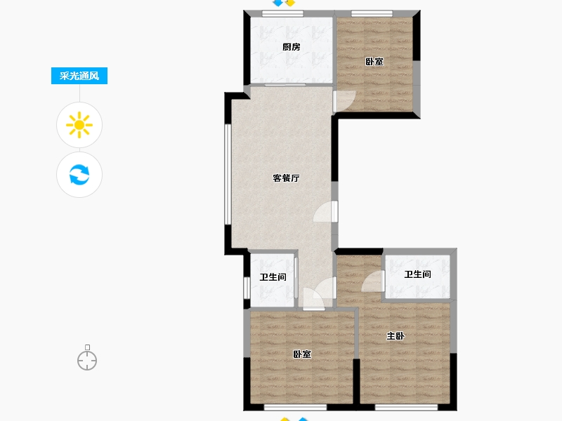 黑龙江省-牡丹江市-观澜国际-96.00-户型库-采光通风