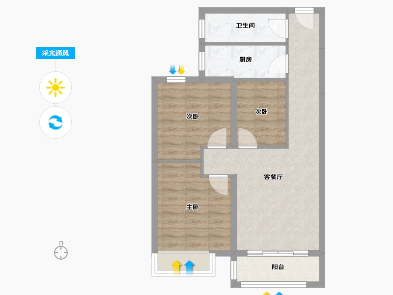 河北省-廊坊市-绿宸凤栖华府-70.80-户型库-采光通风