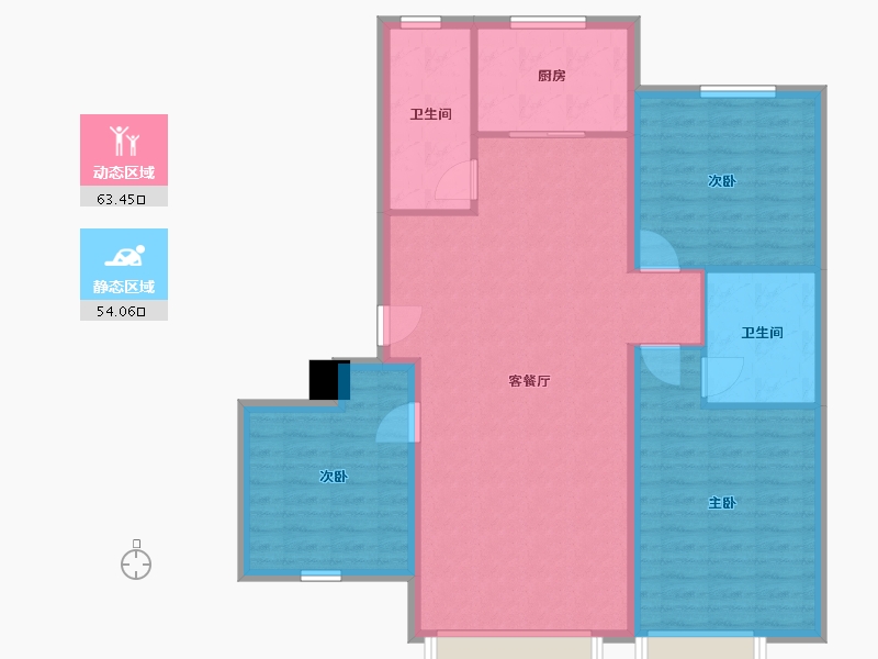 新疆维吾尔自治区-阿克苏地区-中铁桂圆小区-107.00-户型库-动静分区