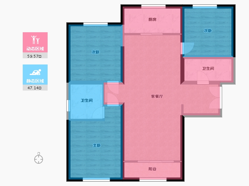 内蒙古自治区-包头市-滨海名都-109.00-户型库-动静分区