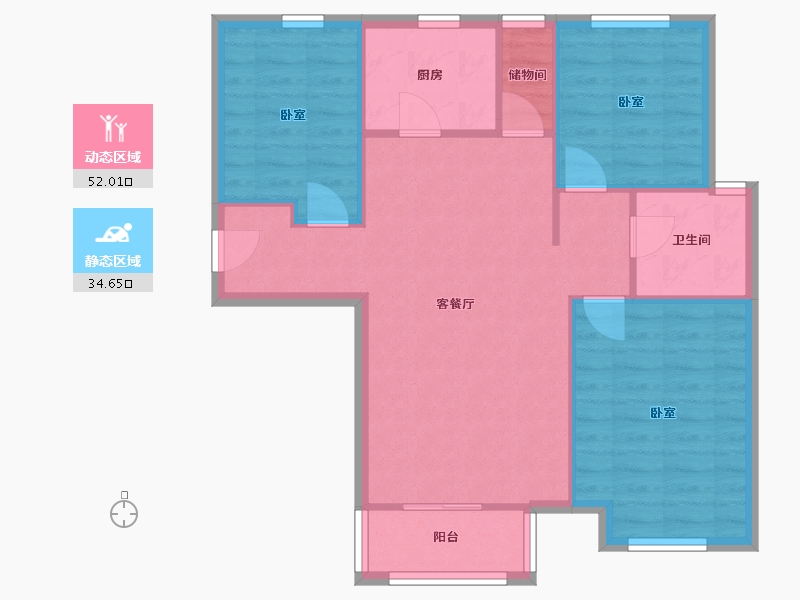 山东省-青岛市-胶州宝龙广场-B座(胶州宝龙城市广场)-90.00-户型库-动静分区