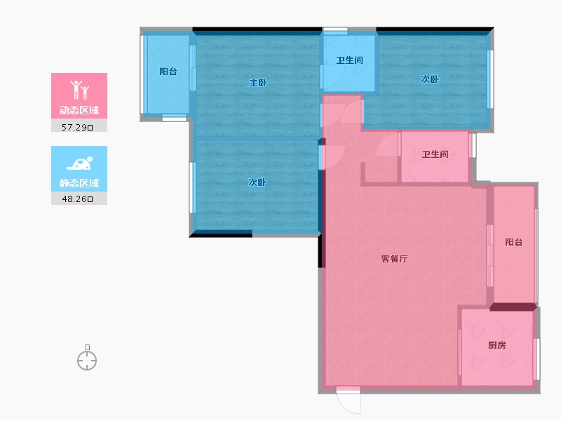 湖北省-宜昌市-五龙阳光小区-88.00-户型库-动静分区