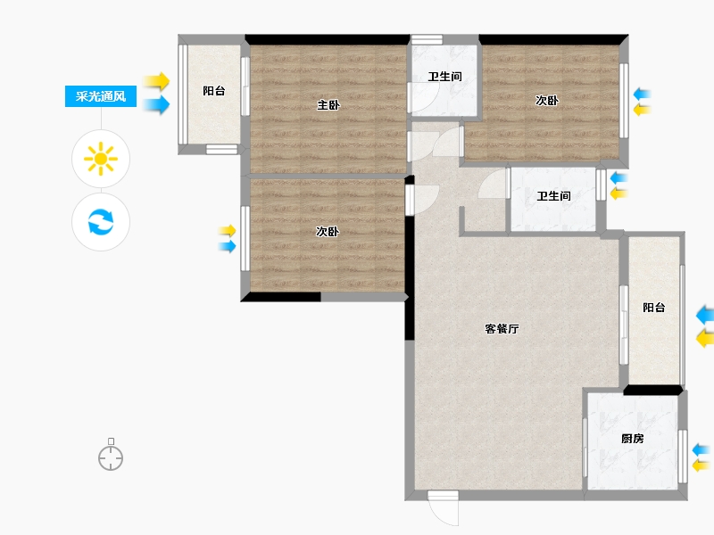 湖北省-宜昌市-五龙阳光小区-88.00-户型库-采光通风