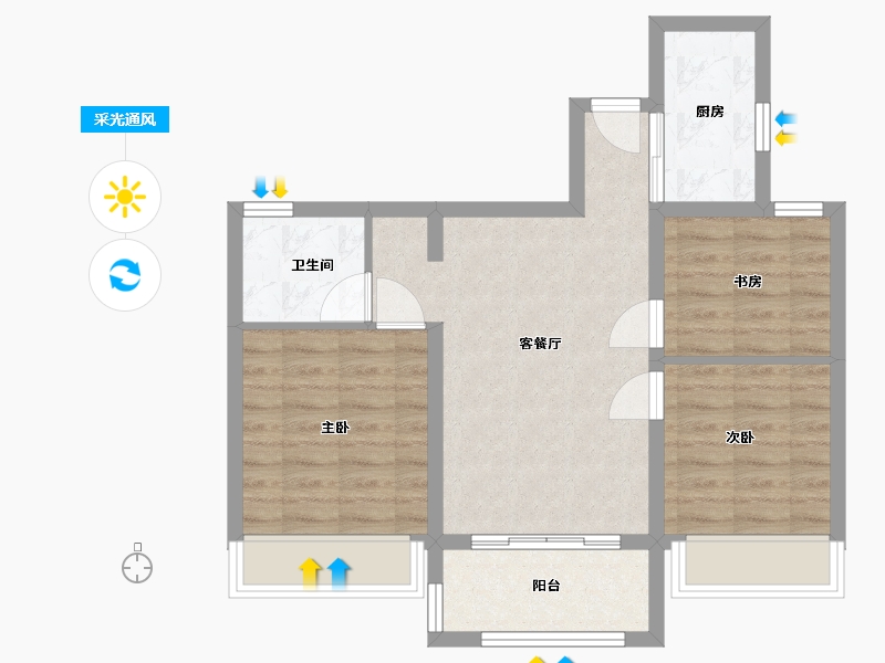 浙江省-湖州市-莱茵河畔-64.18-户型库-采光通风