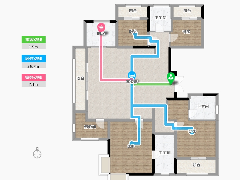 浙江省-杭州市-远洋西溪公馆-174.30-户型库-动静线