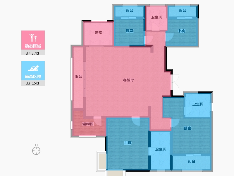 浙江省-杭州市-远洋西溪公馆-174.30-户型库-动静分区