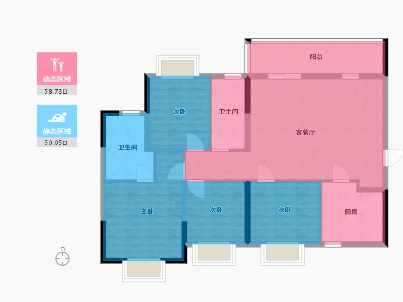 贵州省-毕节市-畔山云邸-103.50-户型库-动静分区